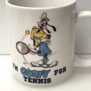 vtg DISNEY Mug “I’m Goofy For Tennis” Porcelain Dead Stock NEW